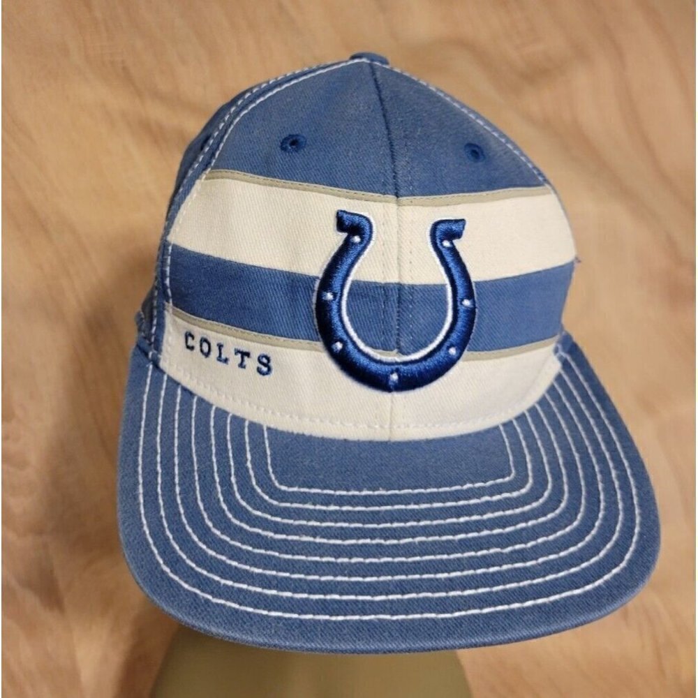NFL Indianapolis Colts Flat Bill Sideline Hat By Reebok - Size S/M Blue & White